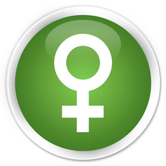 Female sign icon soft green glossy round button