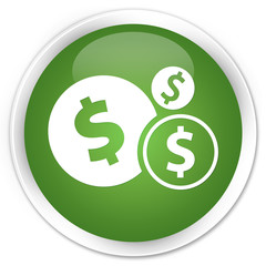 Finances (dollar sign) icon soft green glossy round button