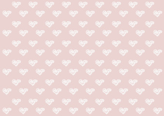 Abstract hearts drawing style illustration white on pink background | pattern creative design
