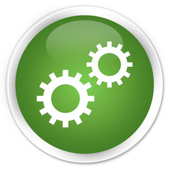 Process icon soft green glossy round button