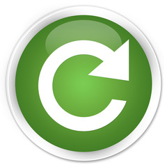 Reply rotate icon soft green glossy round button