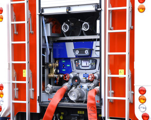fire truck water pump compressor closeup