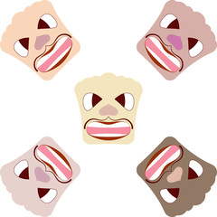 Angry caricature faces. Vector background. 