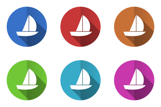 Flat design yacht vector icons