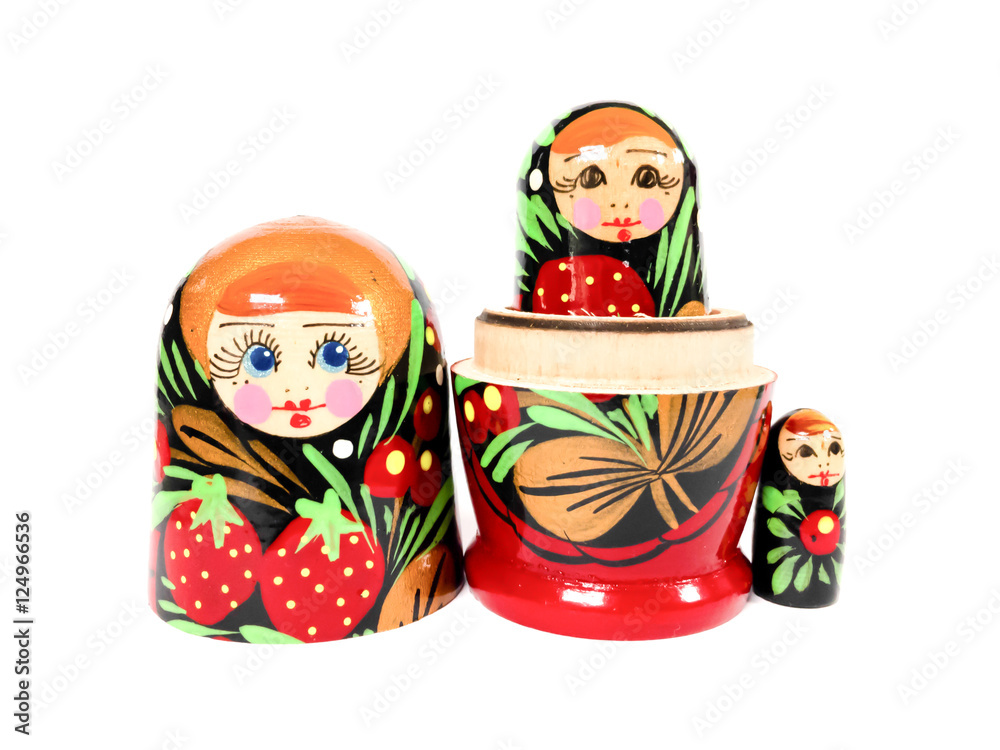 Wall mural Russian dolls on White background.