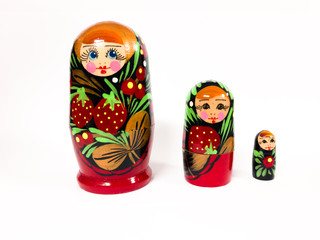Russian dolls on White background.