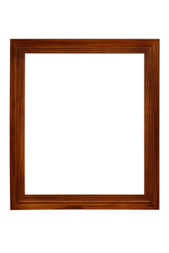 empty old wood frame isolated on white background.