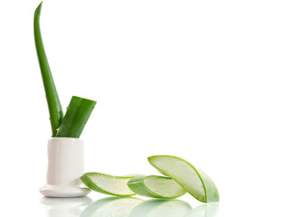 Aloe sliced, isolated on a white background