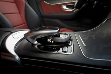 Modern sport car red leather interior