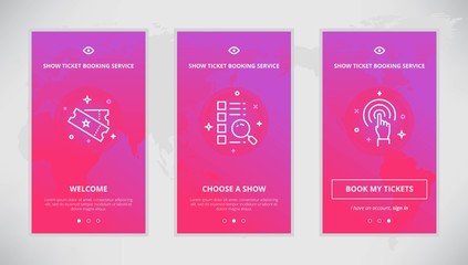 Show ticket booking service app screens