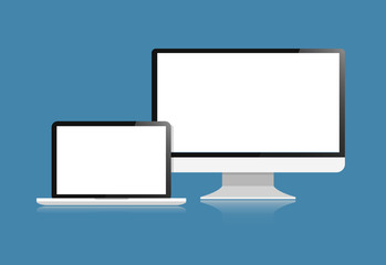 Computer and laptop display vector design isolated on background