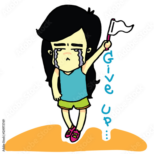  beautiful Girl Give Up Cartoon Vector Character Stock Photo And