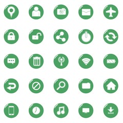 Green Round Web or Phone Icon Set