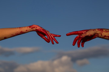 bloody zombie hands