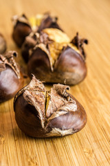 closeup of roasted chestnuts