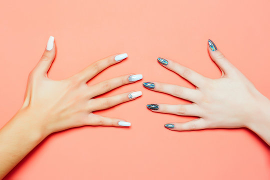 fashionable female hands with manicure