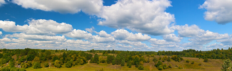 Fototapeta na wymiar panorama of hills with forest