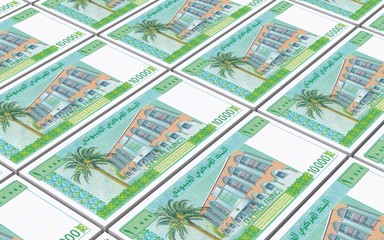 Djiboutian franc bills stacks background. 3D illustration.