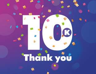 Fototapeta premium Congratulations 10K followers thanks banner background with confetti