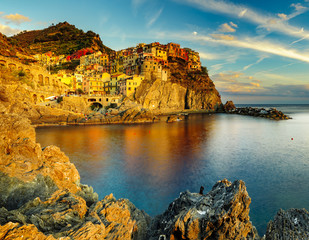 Manarola, Liguria, Italy-October 2015:Manarola village,Liguria, Italy