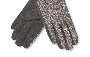 women's gray gloves isolated on white