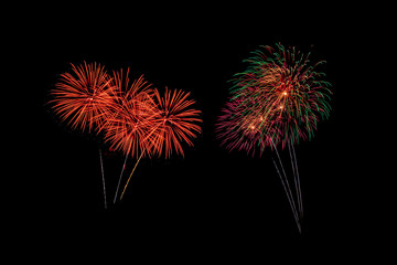 abstract Fireworks light up the dark sky