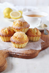 Lemon muffins and cup of tea