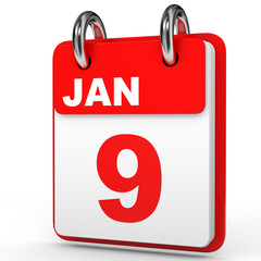 January 9. Calendar on white background.