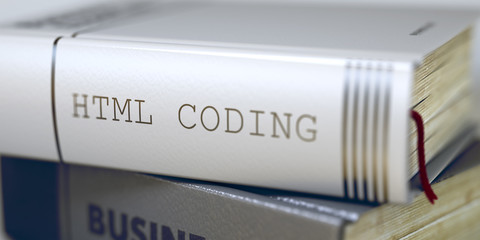 Html Coding Concept on Book Title. 3D.