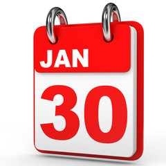January 30. Calendar on white background.