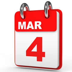 March 4. Calendar on white background.