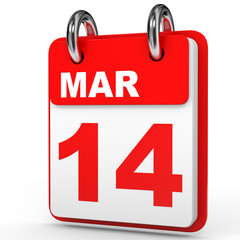 March 14. Calendar on white background.