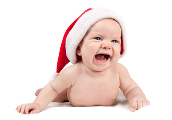 Baby in red Santa hat