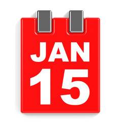 January 15. Calendar on white background.