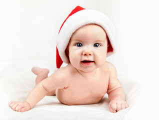 Baby in red Santa hat