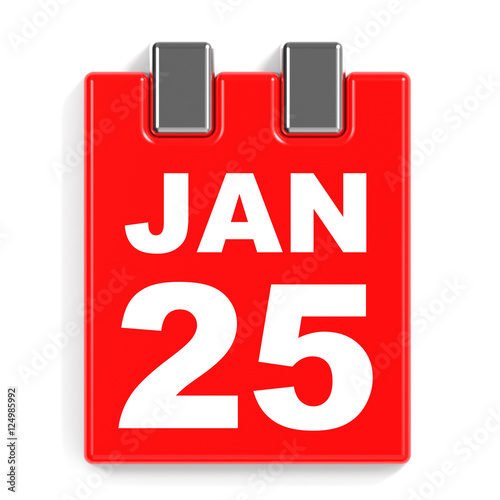 "January 25. Calendar on white background." Stock photo and royalty