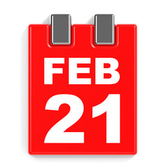 Fototapeta premium February 21. Calendar on white background.