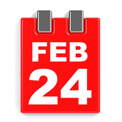 February 24. Calendar on white background.