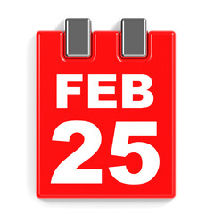 February 25. Calendar on white background.