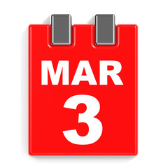 March 3. Calendar on white background.