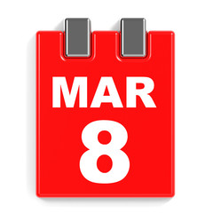 March 8. Calendar on white background.