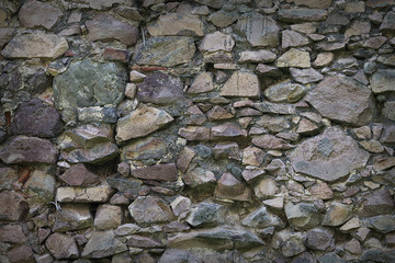 background wall of rough stones closeup