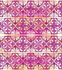 Ethnic seamless pattern. Boho pink ornament. Repeating background.