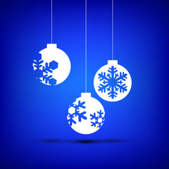 Christmas ball white on blue background