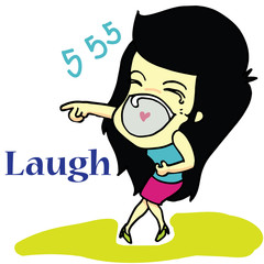 laugh girl vector character