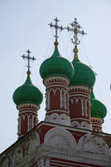 Fototapeta na wymiar green domed steeples