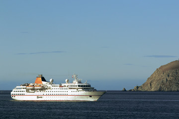 Fototapeta na wymiar passenger cruise ship off the coast of Chukotka in Russia