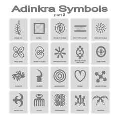 set of monochrome icons with adinkra symbols for your design
