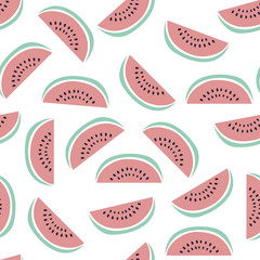 Fruit seamless pattern. Watermelon illustrations on white background vector illustration.