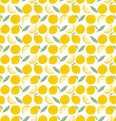 Sewing fabric with Fruit seamless pattern. Orange and lemon ...
